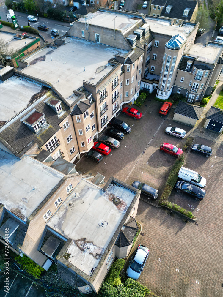 Naklejka premium Aerial View of Central Leighton Buzzard Town of England Great Britain. 