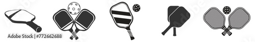 Various design of Paddles Pickleball Black. High quality vector. Pickleball Silhouette