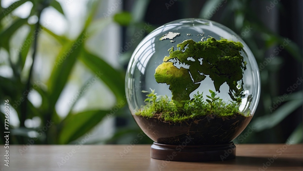 World environment and earth day concept with glass globe and eco friendly environment environment day, earth day, global warming day World environment and earth day concept with glass globe and eco friendly environment environment day, earth day, global warming day