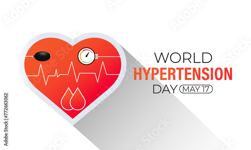 Vector illustration on the theme of World Hypertension day observed on every year May 17. Hypertension show High blood pressure . Banner poster, flyer and background design.