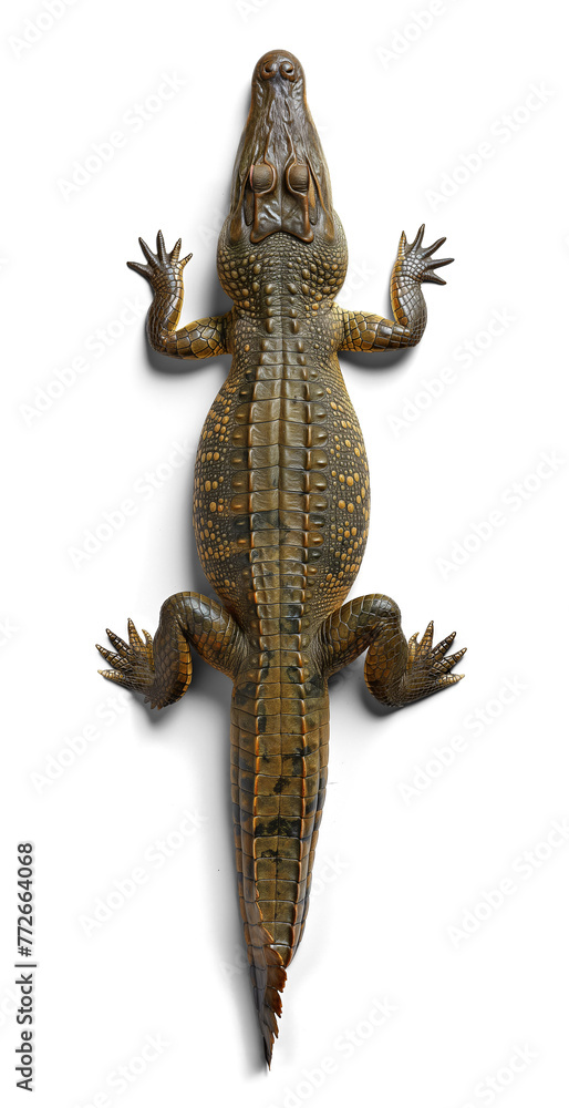 Top view of an alligator on isolated background