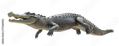 Alligator swimming pose on isolated background