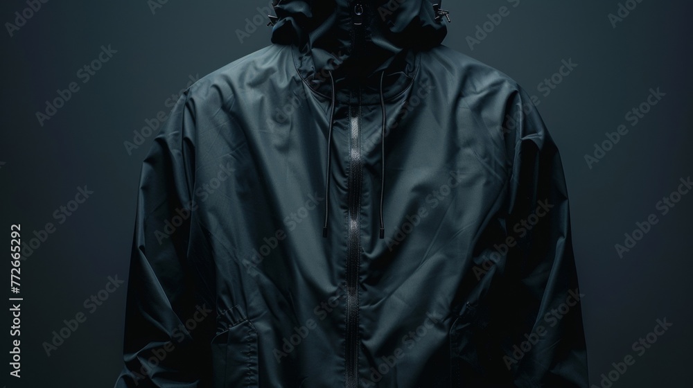 Blank mockup of a stylish and practical rain jacket great for showcasing a logo or design on the chest or back. Blank mockup of a stylish and practical rain jacket great for showcasing a logo or design on the chest or back.