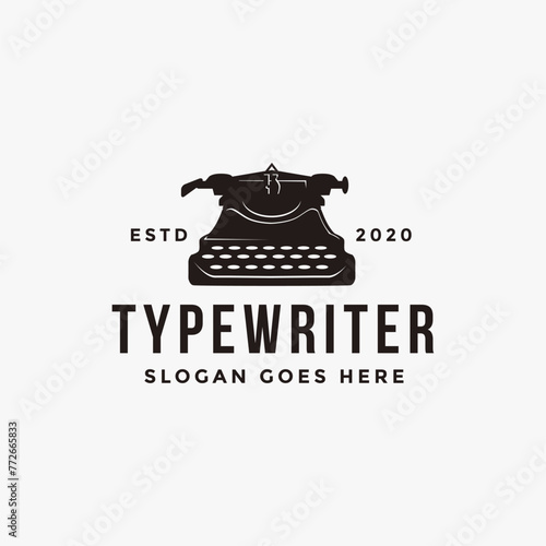 Vintage Old typewriter logo icon vector template on white background