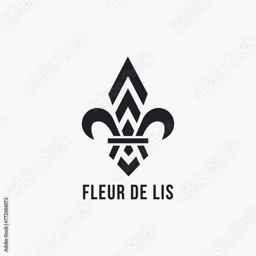 minimalist fleur de lis logo vector template on white background