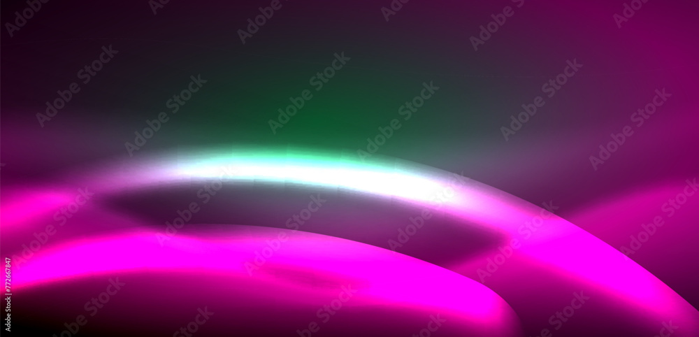 Dynamic waves in ethereal glow of neon lights. Concept merges fluidity of motion with vibrant allure of neon, crafting entrancing backdrop that embodies both vitality and futuristic sophistication Dynamic waves in ethereal glow of neon lights. Concept merges fluidity of motion with vibrant allure of neon, crafting entrancing backdrop that embodies both vitality and futuristic sophistication