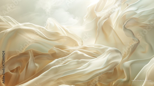 Silk ribbons billow like clouds, enveloping a promotion sale announcement in softness and elegance.