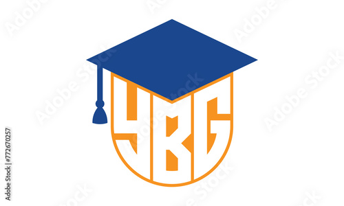YBG initial letter academic logo design vector template. school college logo, university logo, graduation cap logo, institute logo, educational logo, library logo, teaching logo, book shop, varsity photo