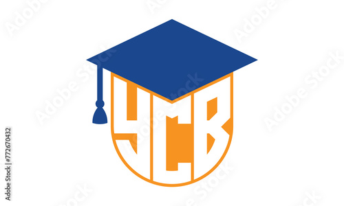 YCB initial letter academic logo design vector template. school college logo, university logo, graduation cap logo, institute logo, educational logo, library logo, teaching logo, book shop, varsity