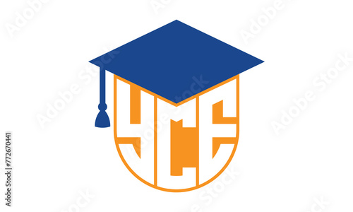 YCE initial letter academic logo design vector template. school college logo, university logo, graduation cap logo, institute logo, educational logo, library logo, teaching logo, book shop, varsity