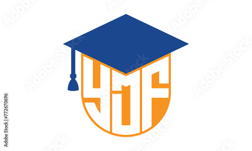 YDF initial letter academic logo design vector template. school college logo, university logo, graduation cap logo, institute logo, educational logo, library logo, teaching logo, book shop, varsity