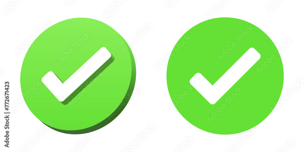 3d check mark icon . check box icon with correct, accept checkmark icons green tick box, check list circle frame - 3d checkbox symbol sign. - obrazy, fototapety, plakaty 
