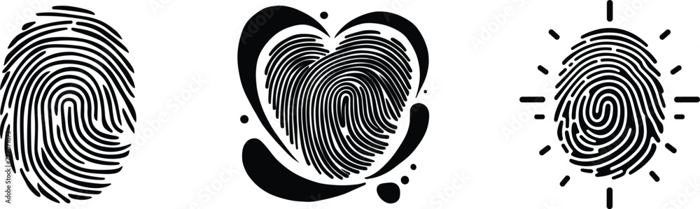 Fingerprint Signe Set of fingerprints, identification symbol, security access sign ...