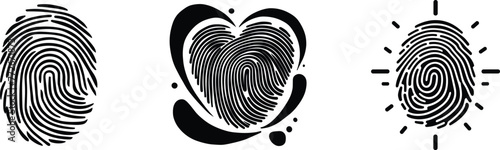 Set of fingerprints, identification symbol, security access sign, vector illustration.