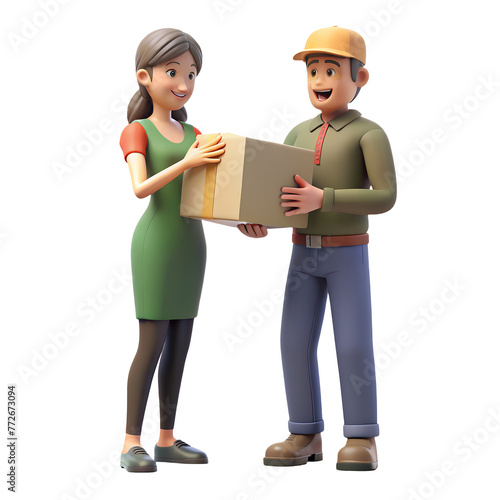 A man and a woman are standing next to each other, with the man holding a box