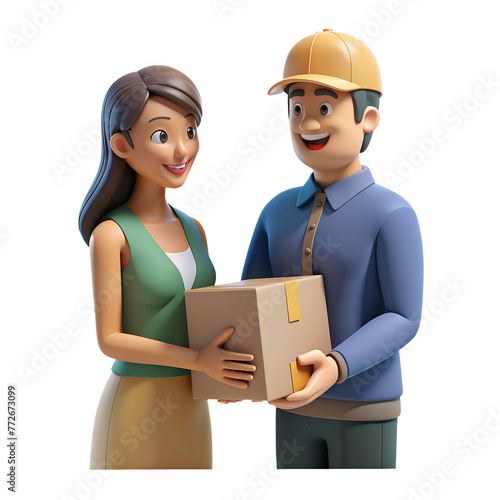 A man and a woman are holding a box