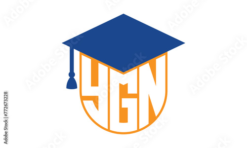 YGN initial letter academic logo design vector template. school college logo, university logo, graduation cap logo, institute logo, educational logo, library logo, teaching logo, book shop, varsity