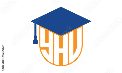 YHV initial letter academic logo design vector template. school college logo, university logo, graduation cap logo, institute logo, educational logo, library logo, teaching logo, book shop, varsity