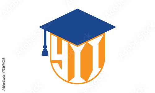 YII initial letter academic logo design vector template. school college logo, university logo, graduation cap logo, institute logo, educational logo, library logo, teaching logo, book shop, varsity