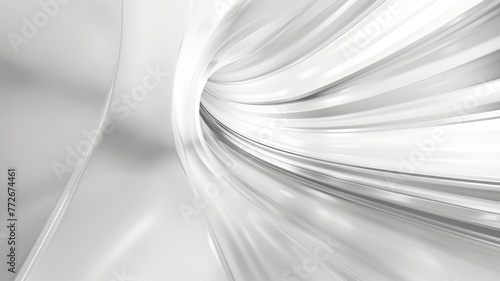 Abstract white twist of reflective material - An image focusing on the graceful twist of a reflective surface, embodying fluidity and continuous motion photo
