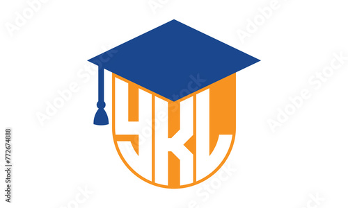 YKL initial letter academic logo design vector template. school college logo, university logo, graduation cap logo, institute logo, educational logo, library logo, teaching logo, book shop, varsity