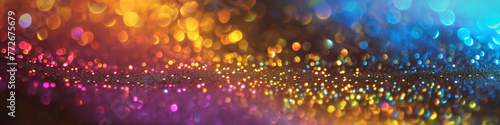 Rainbow sparks glitter background with bokeh lights