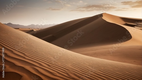 Sweeping sand dunes in a desert landscape