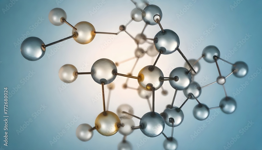 3D Render of Molecular Structure with Science Background 3D Render of Molecular Structure with Science Background