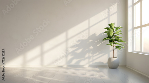 plant in empty room with a window