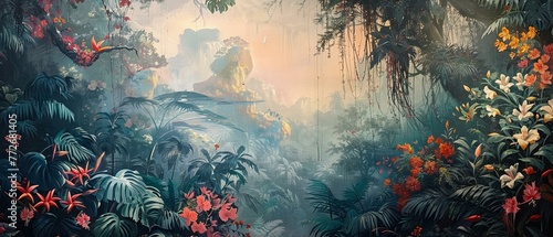 Tropical reverie a mural of a jungle cradling fantasy wi photo