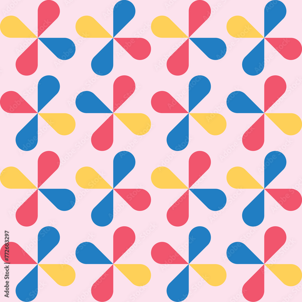 Seamless pattern geometry shape simple minimalist colorful vibrant element outline bright pop geometric