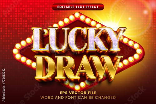 Lucky draw 3d editable vector text effect