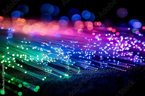 A close-up on communication's glow, the beauty of fiber optics