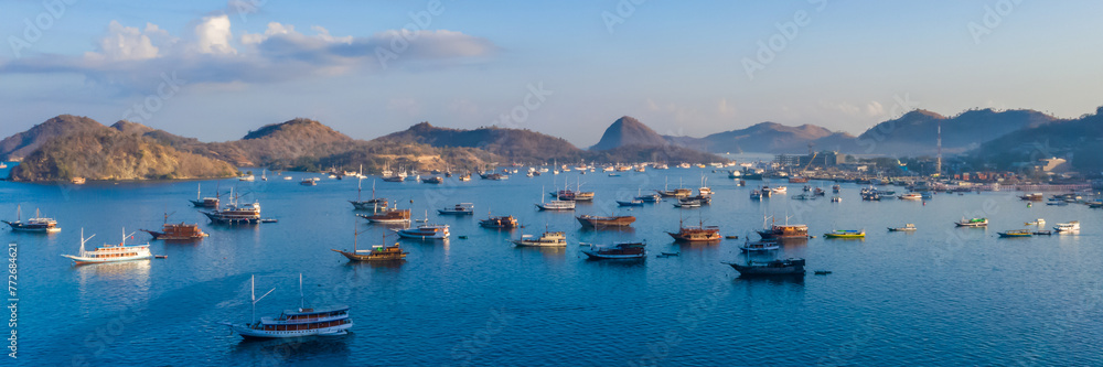 Labuan Bajo Harbour. Where the Komodo Dragon trip begin. Labuan Bajo is a fishing town located at the western end of the large island of Flores in the Nusa Tenggara region of east Indonesia.