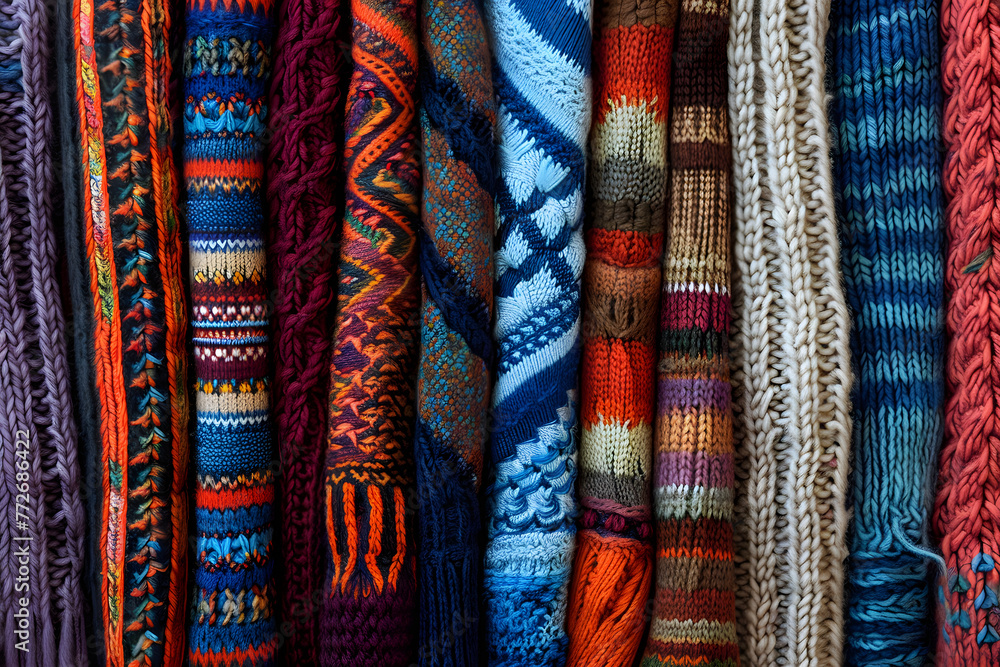 A Medley of Artistic and Cozy Knitted Scarf Patterns Showcasing Various Techniques