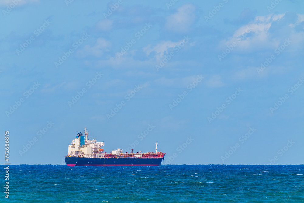 Industrial oil tankers in the sea