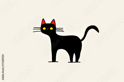 Surrealistic deformed cat illustration. Cat drawings  artistic and contemporary art styles.