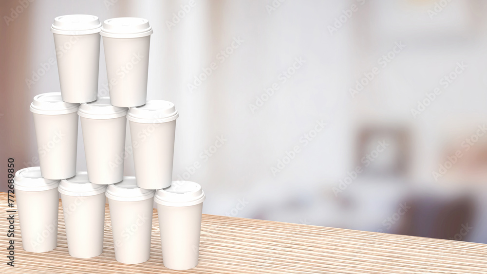 Naklejka premium The coffee paper cup for hot drink or health concept 3d rendering.
