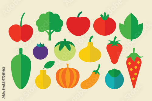 set of icons Vegetables colored vector