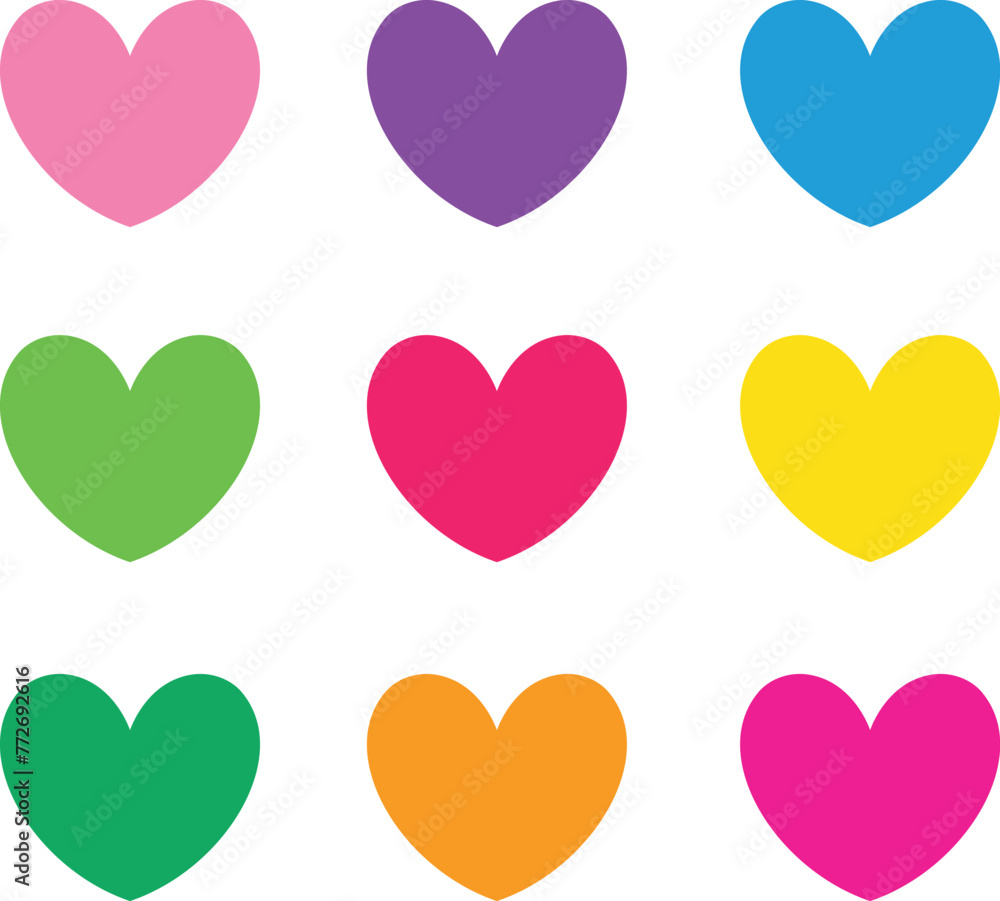Set of colorful hearts. Vector Illustration. 