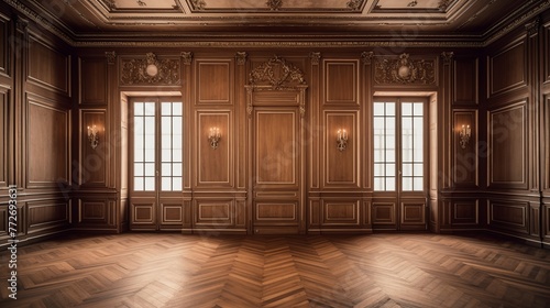 empty room with a wooden floor and a ceiling