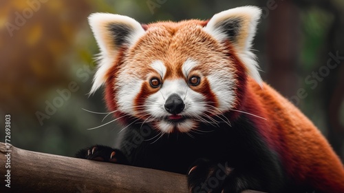 Red panda (Ailurus fulgens) in autumn forest photo