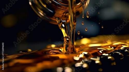 Pouring oil into the filter of a car engine. Selective focus.