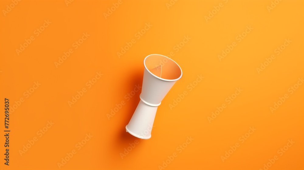 Coffee cup on orange background. 3d illustration. Mock up. - obrazy, fototapety, plakaty 