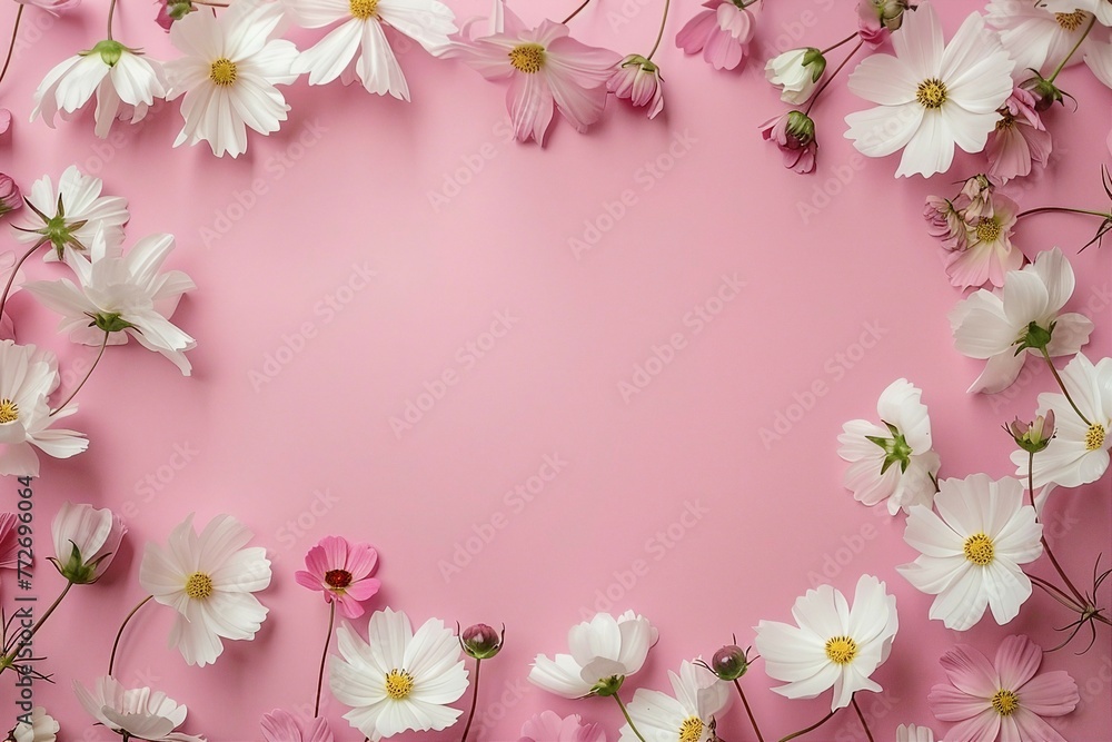 Pink Floral Border on Soft Pink Background
