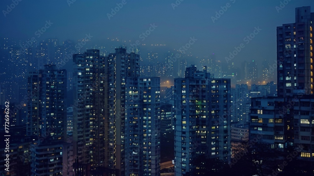 The blanket of ling city lights against the night sky represents the constant energy and vibrancy of urban life sparkling like stars in a concrete galaxy.