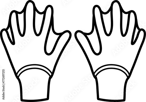 Swim Gloves Outline Icon Vector