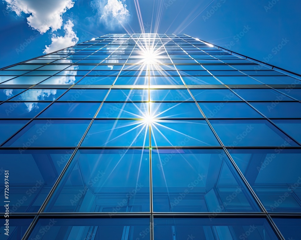 custom made wallpaper toronto digitalThe intense glare of sunlight reflecting off a modern glass building