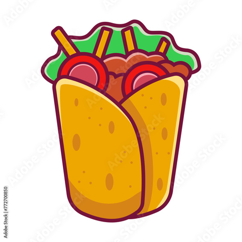 Burrito food cartoon icon vector illustration