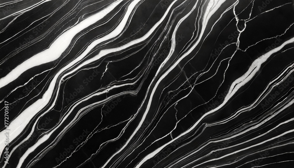 Obraz premium Black marble natural pattern for background, abstract black and white texture use in design banner